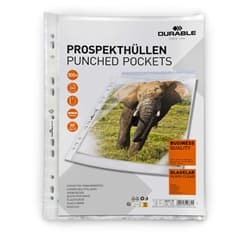 Durable BUSINESS Punched Pockets Sleeve Wallets - 1000 Pack - A4 Clear