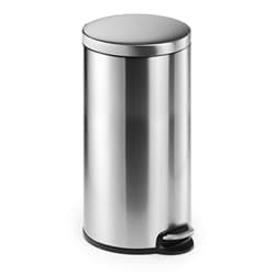 Durable Round Stainless Steel Pedal Bin - 30 Litre - Silver