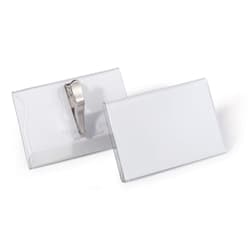 Durable Crocodile Clip Name Tag ID Badge Holders + Inserts - 25 Pack -