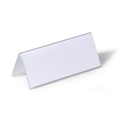 Durable Clear Plastic Table Place Name Holders and Inserts - 25 Pack -