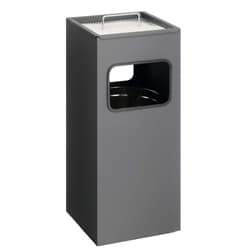 Durable Square Metal Waste Bin with Integrated Sand Ashtray - 17L - Ch