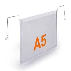 Durable Wire Hanging Document Pocket - Ticket Holder - 50 Pack - A5 Cl