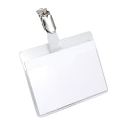 Durable Clip Name Tag ID Badge Card Holders + Inserts - 50 Pack - 54 x