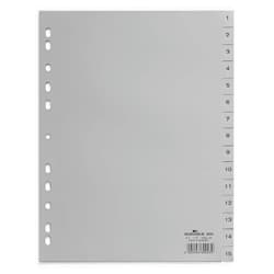Durable 15 Part Numbered Tab Punched Index Dividers - 20 Pack - A4 Gre