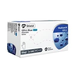 Shield Powdered Blue Vinyl Medium Gloves (100 Pack)