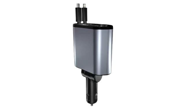 120W Dual Port Retractable 4 1 Car Charger Compatible IOS Android & Type C