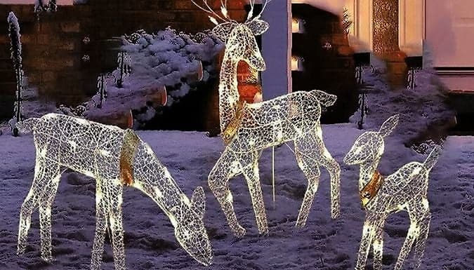 1 or 3 Light Up 2D Reindeer Outdoor Decorations 3 Sizes