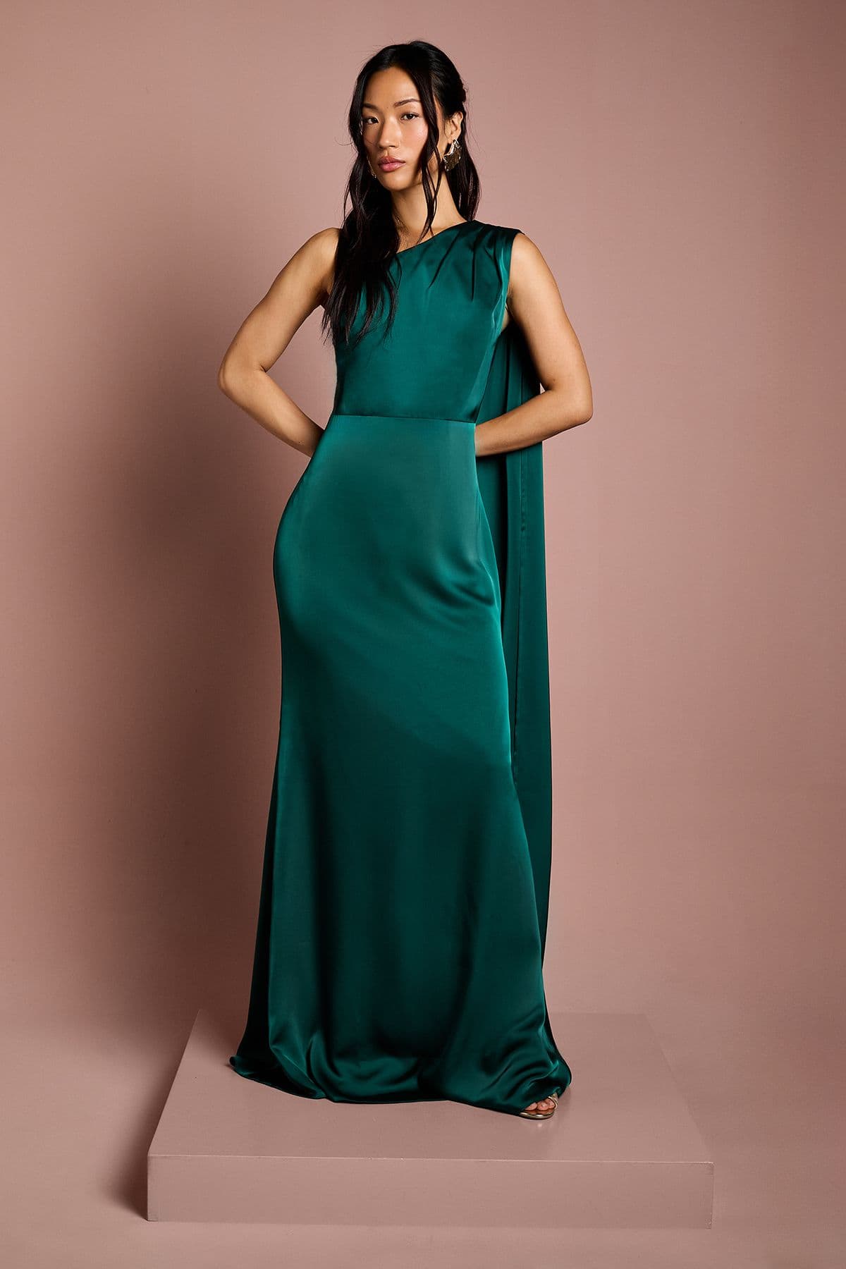 Honoured Drape One Shoulder Satin Maxi Bridesmaid Dress