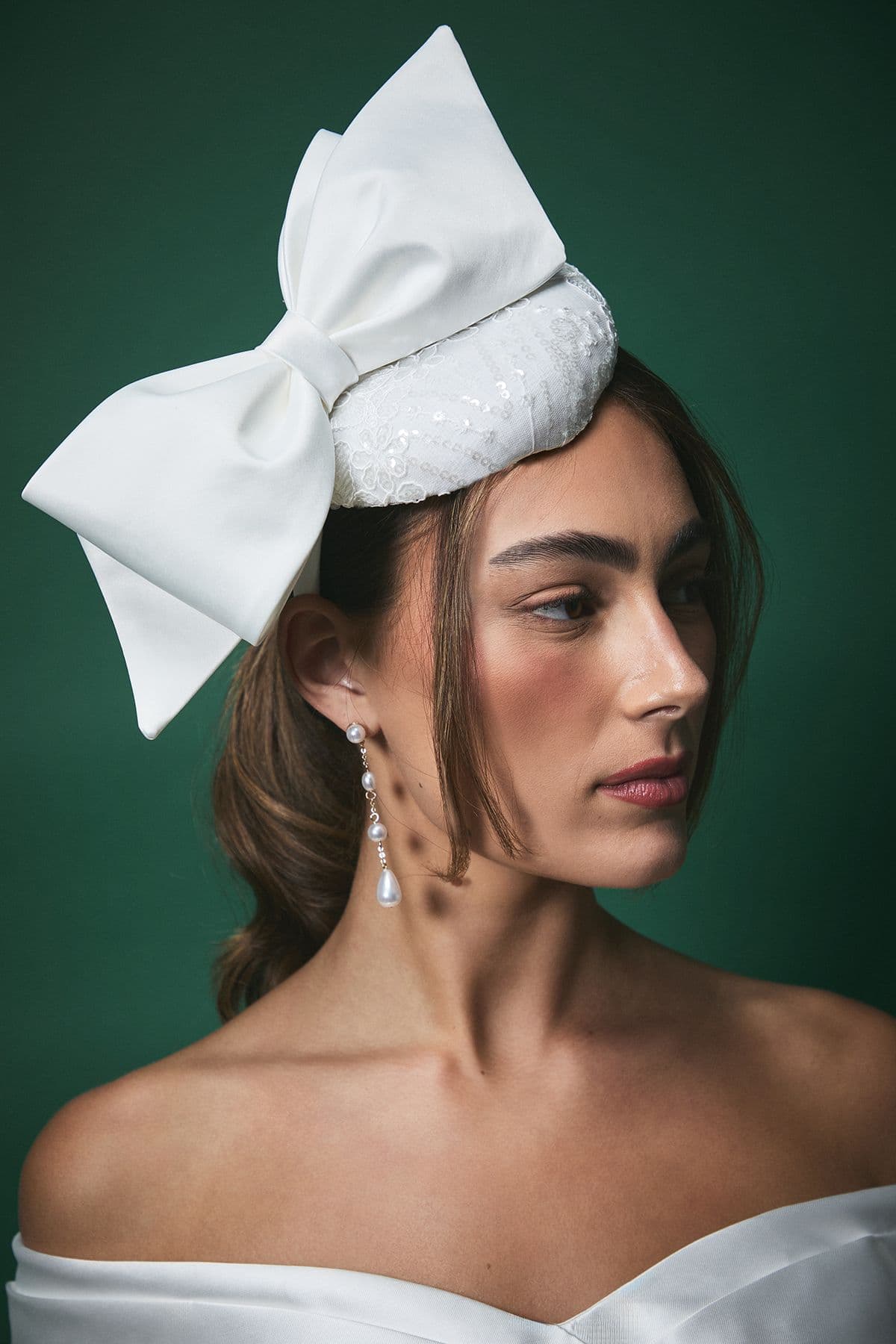 Lisa Tan Bridal Lace Pillbox Fascinator Bow