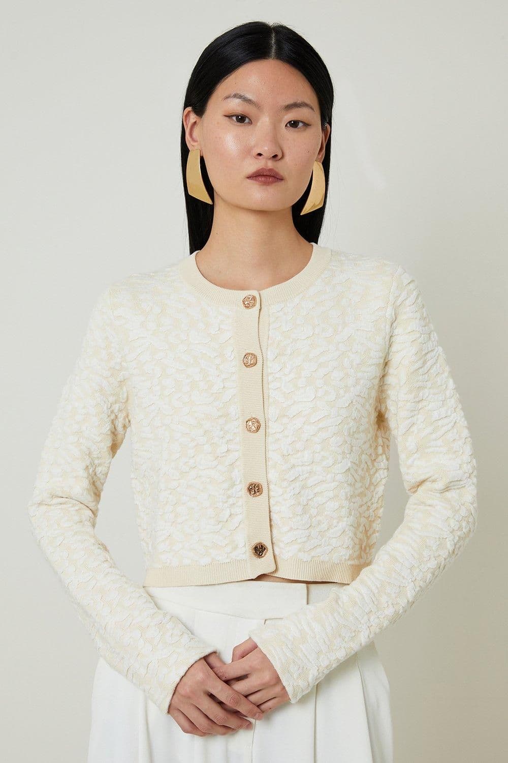Textured Blister Stitch Knit Cardigan