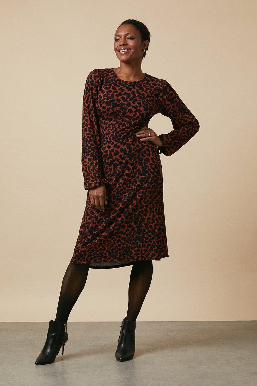 Tall Animal Tie Cuff Jersey Shift Dress