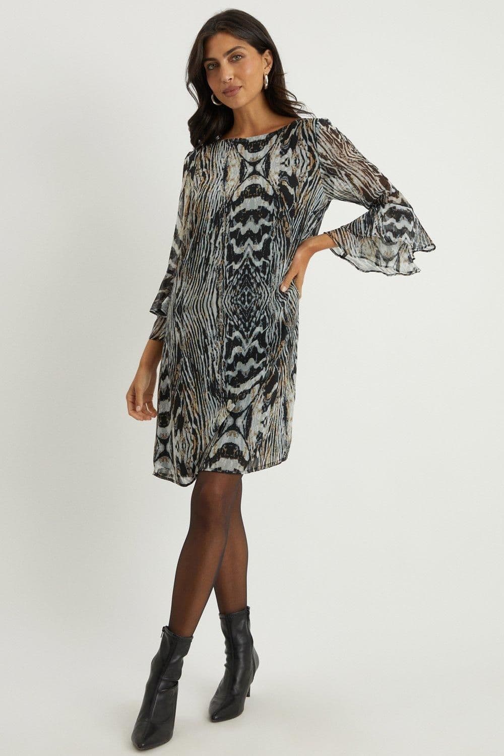 Animal Fluted Shift Dress