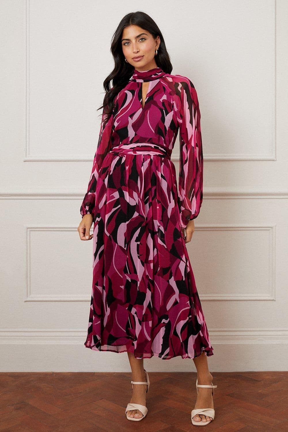 Geo Tie Back Midi Dress