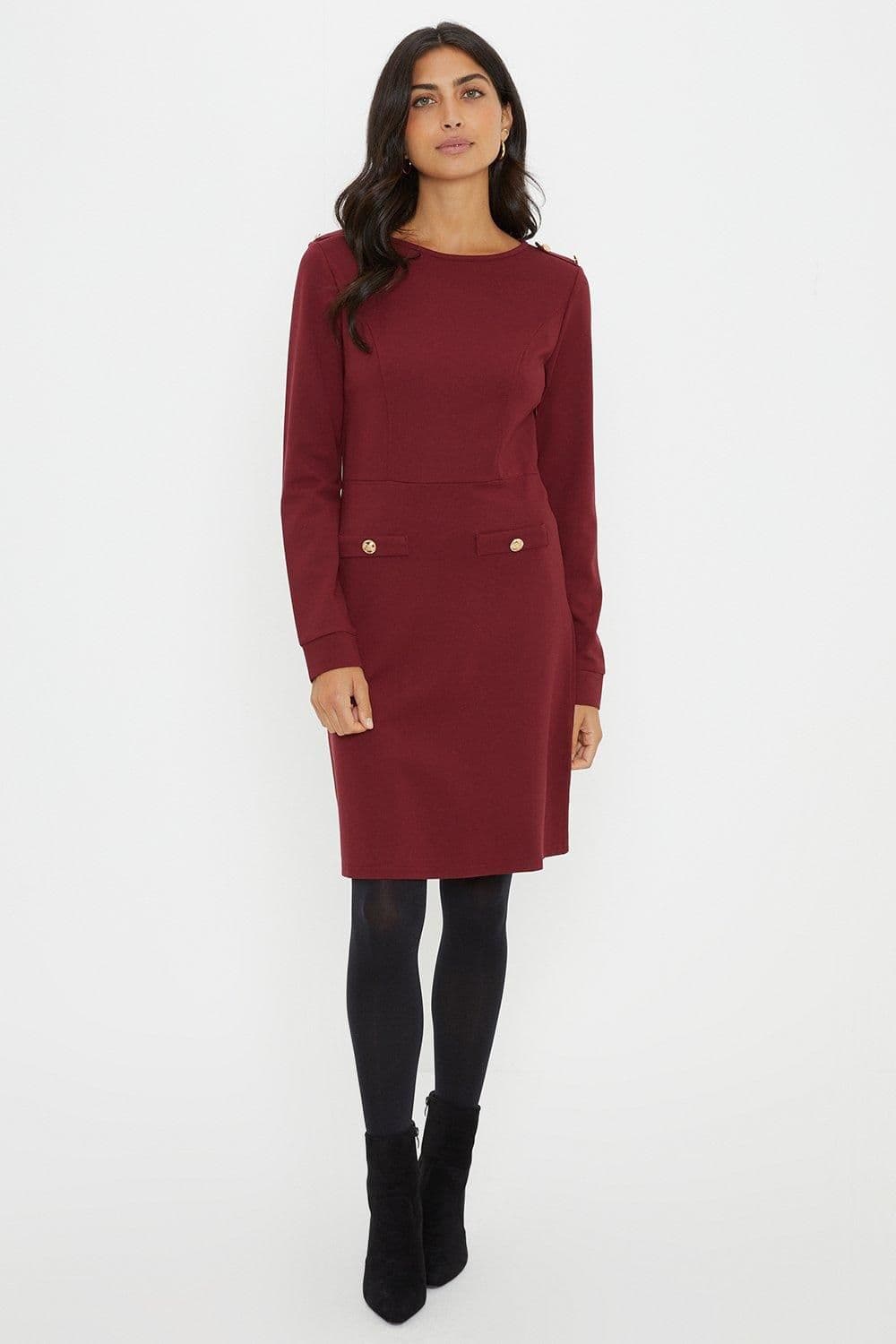 Premium Ponte Long Sleeve Shift Dress