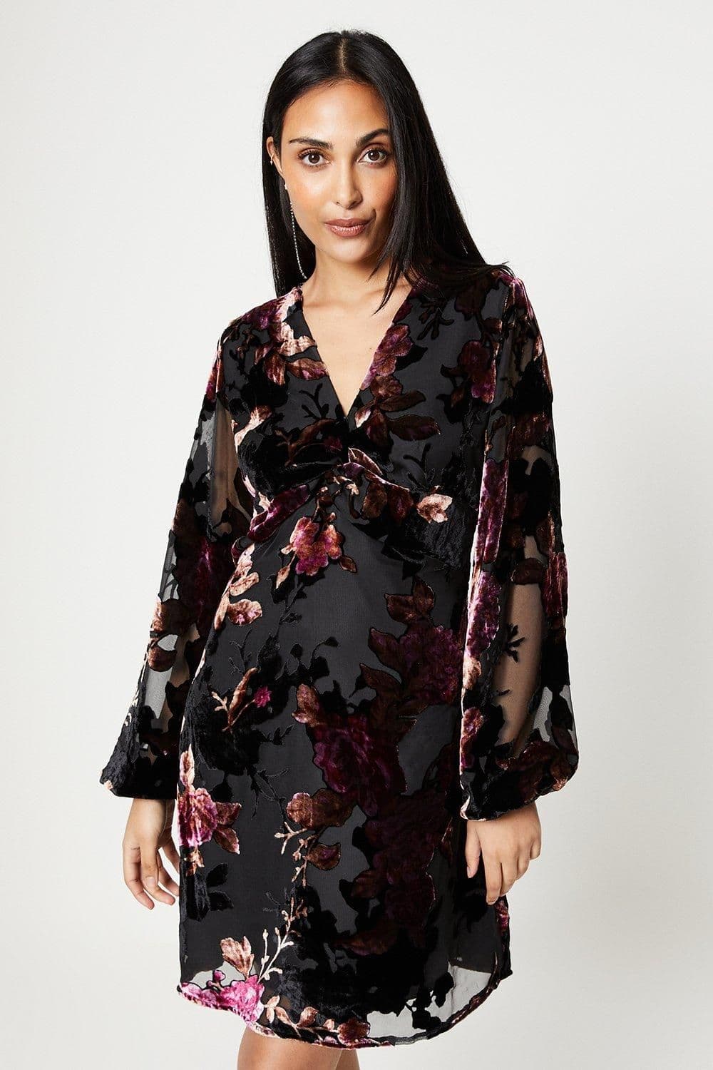 Petite Devore Twist Shift Dress