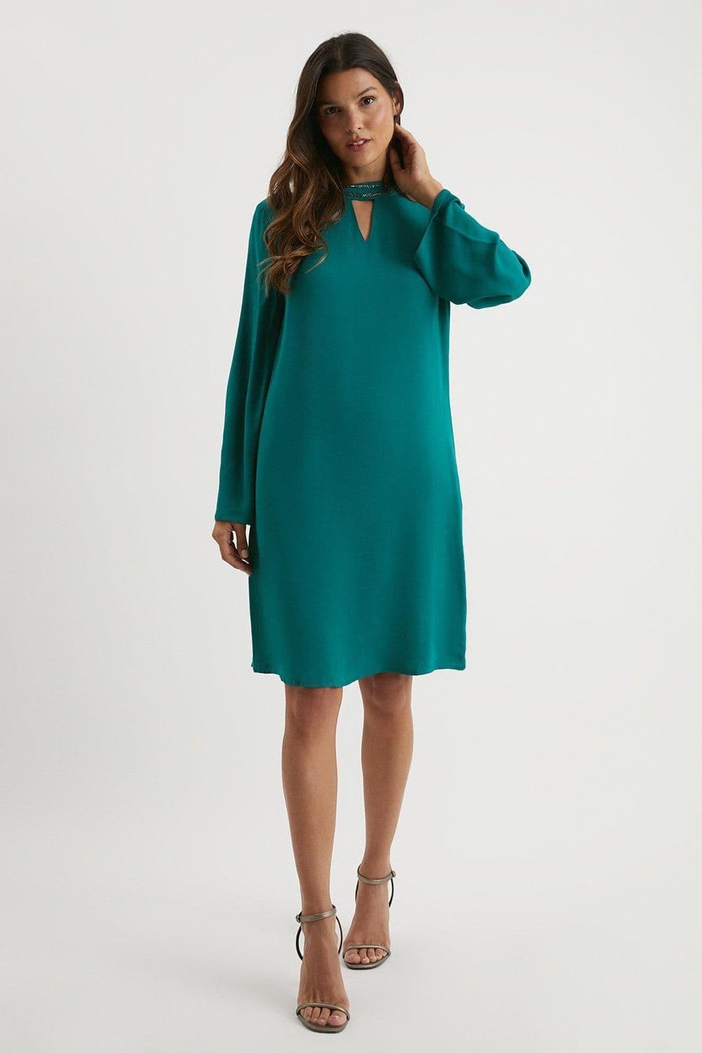 Tall Embellished High Neck Shift Dress