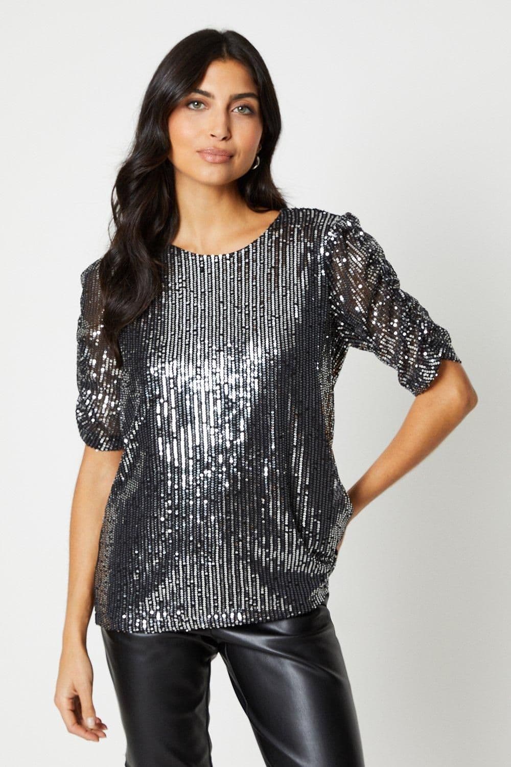 Puff Sleeve Sequin Top