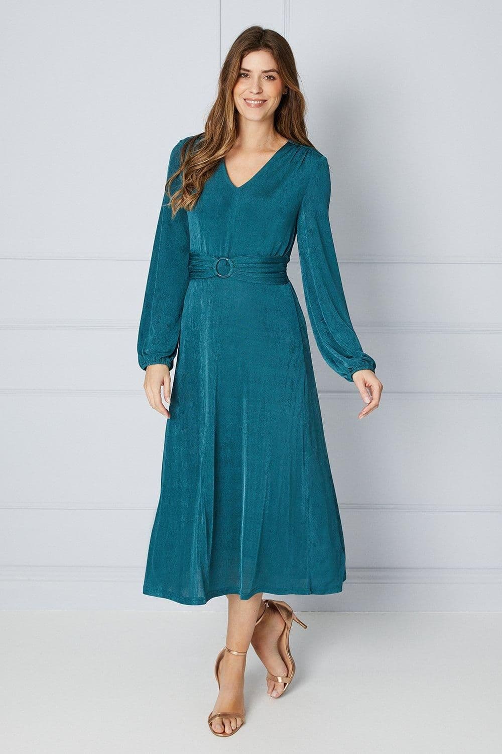 Textured Jersey Ring Detail Midi Dress
