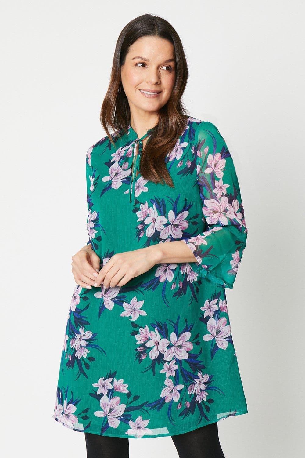 Petite Floral Tie Shift Dress