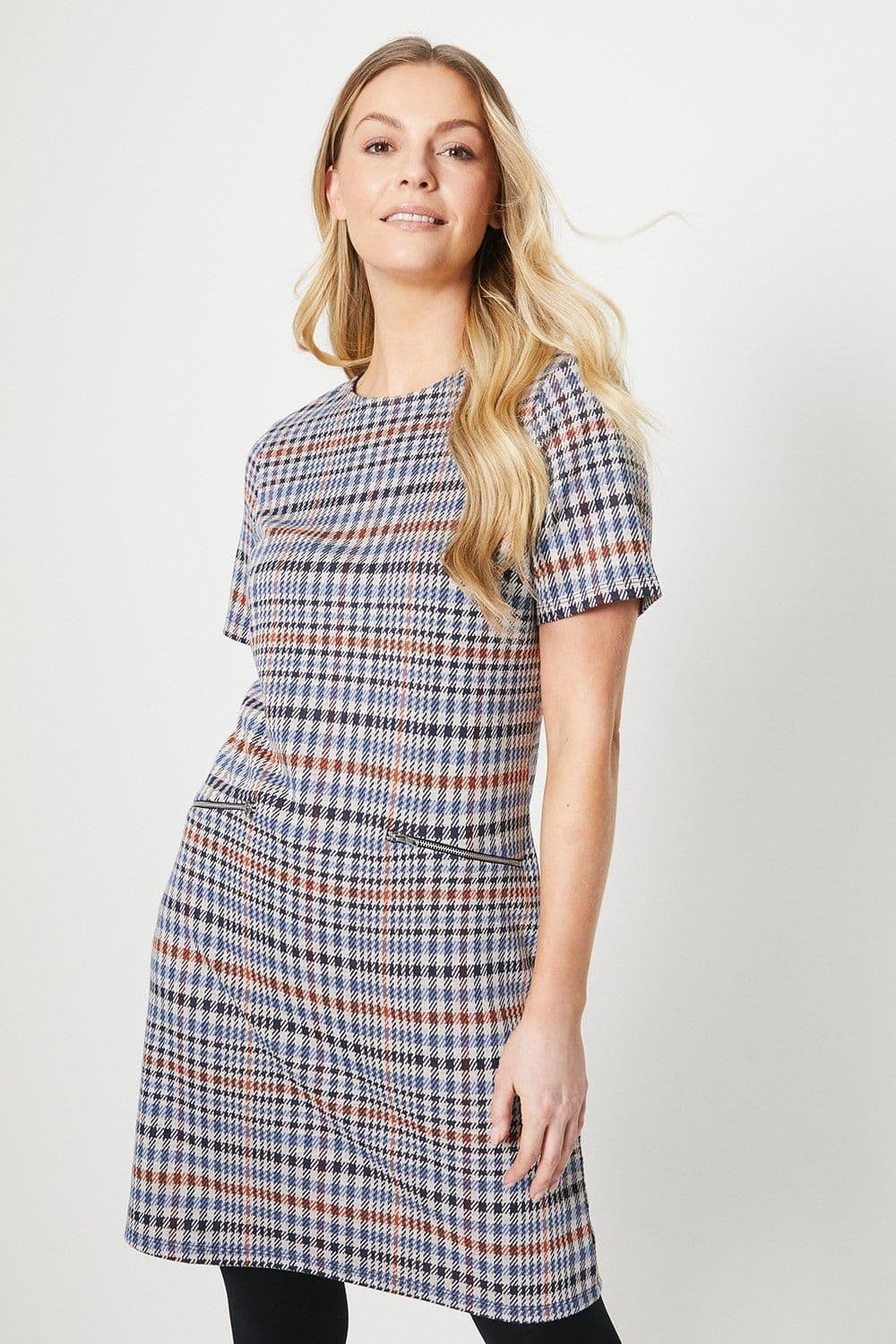 Check Jacquard Tunic Dress