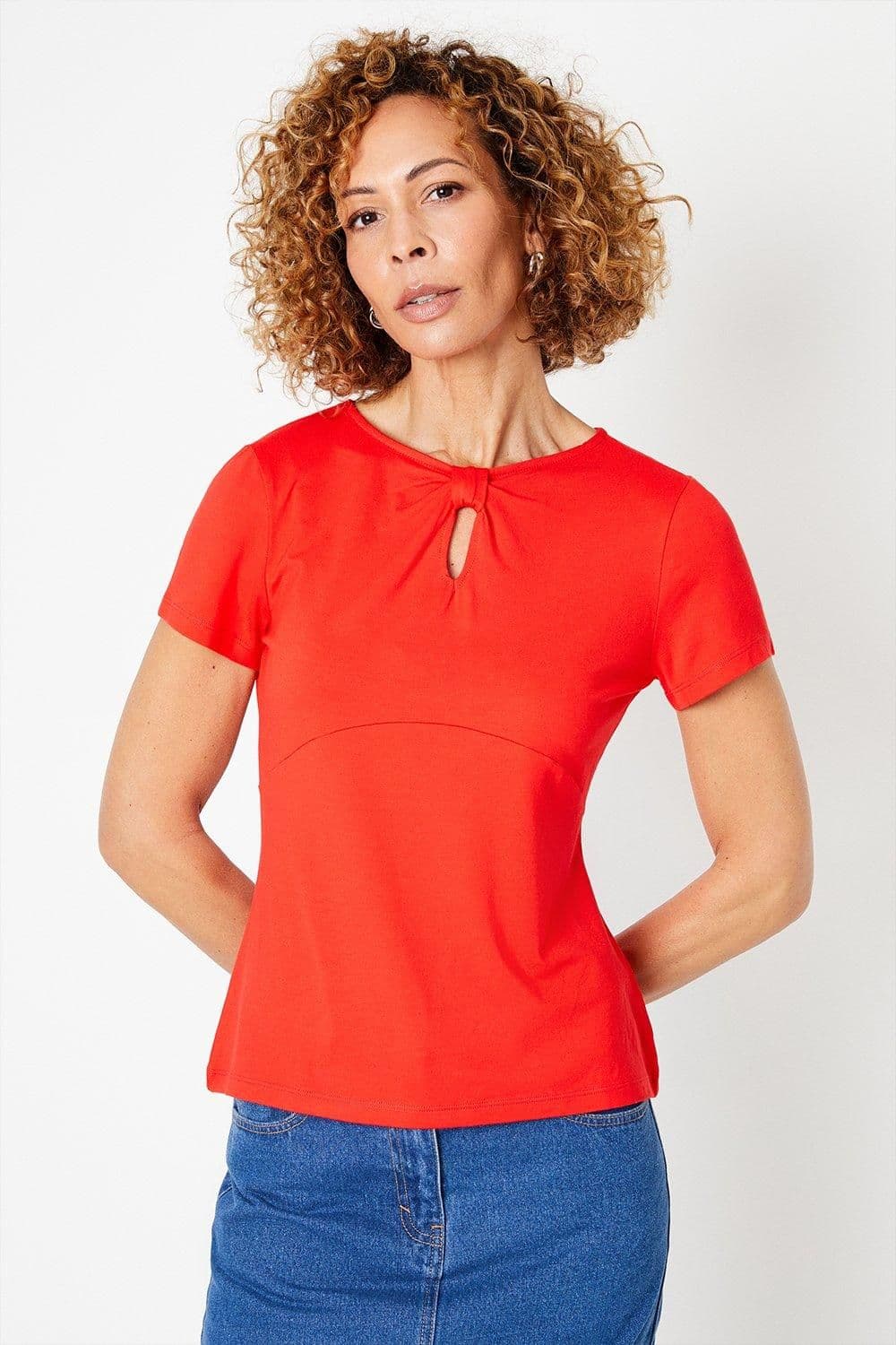 Jersey Bow Keyhole Top