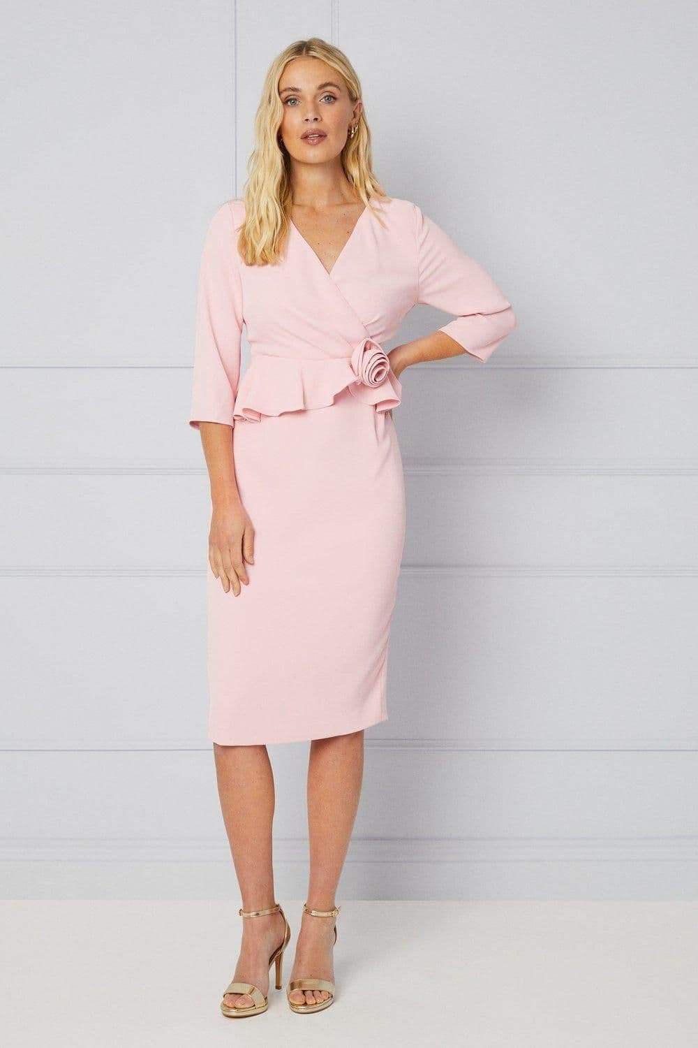 Petite Occasion Corsage Tailored Formal Midi Dress