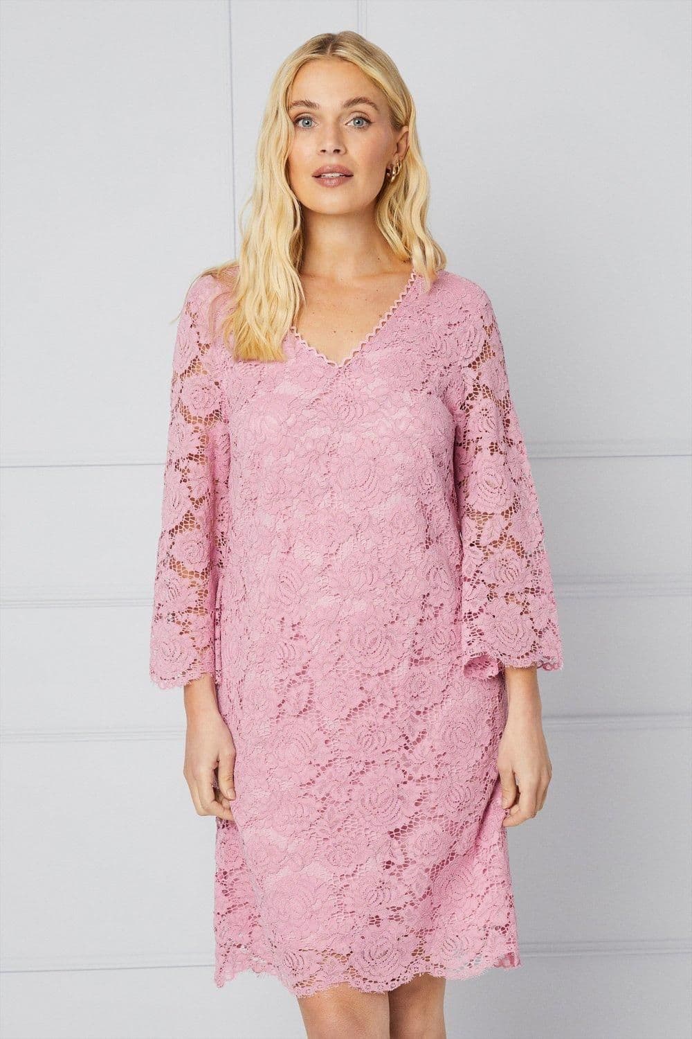 Petite Lace ¾ Sleeve Shift Dress