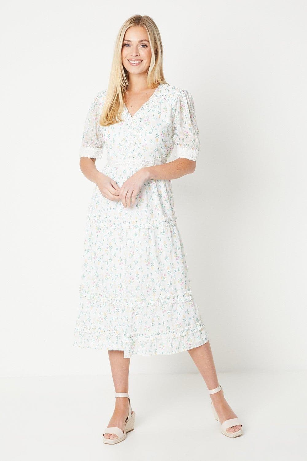 Petite Printed Dobby Chiffon Midi Dress