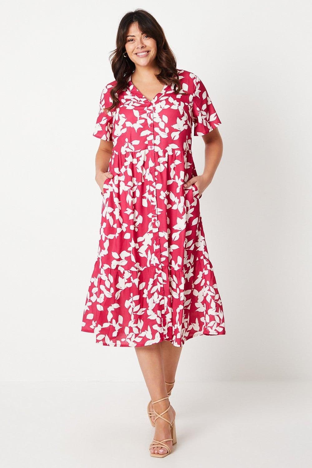 Curve Blossom Tiered Midi Dress