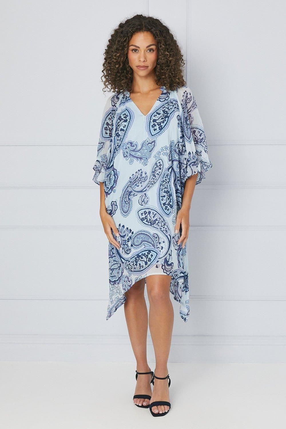 Paisley Ruffle Sleeve Shift Dress