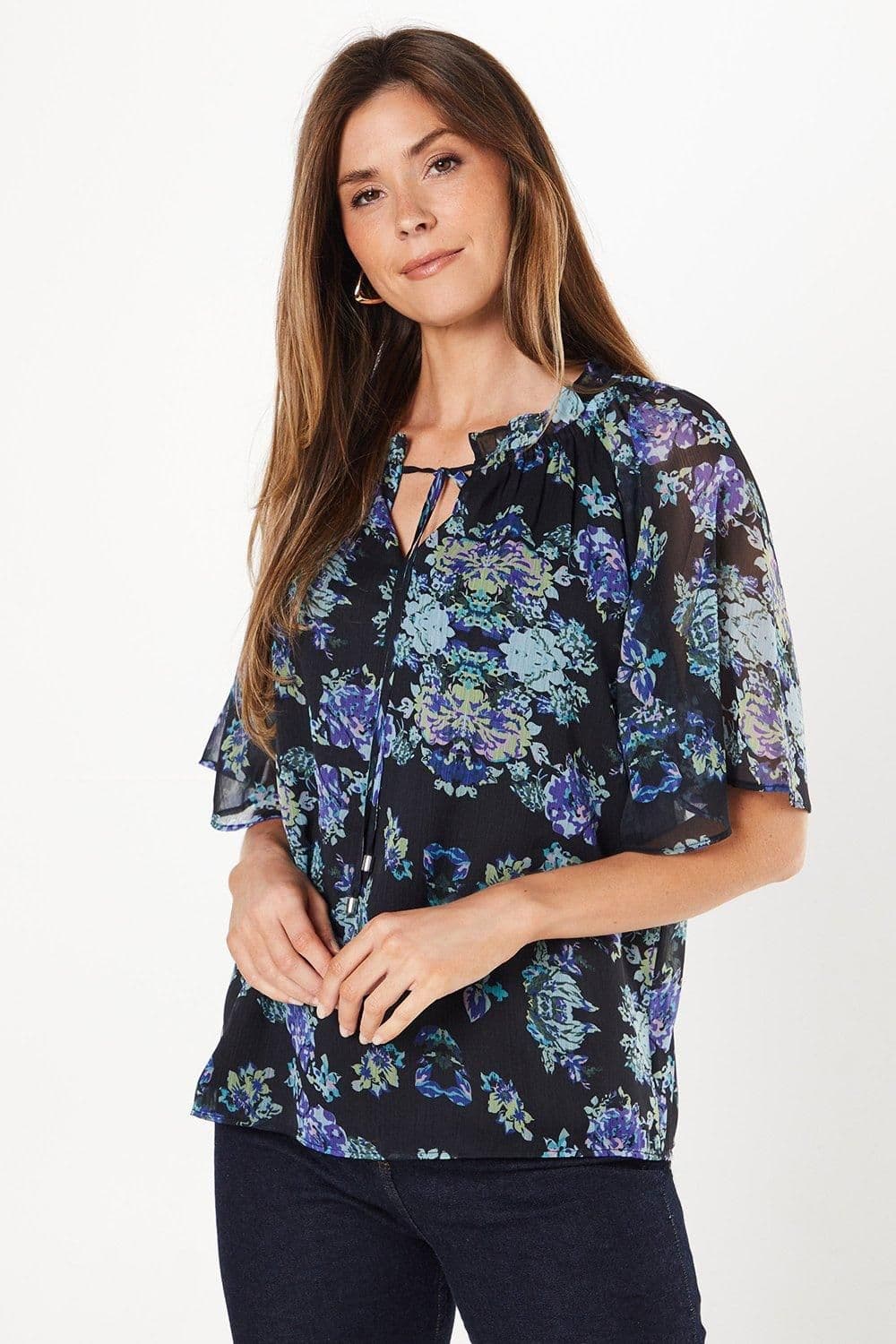 Floral Open Neck Top