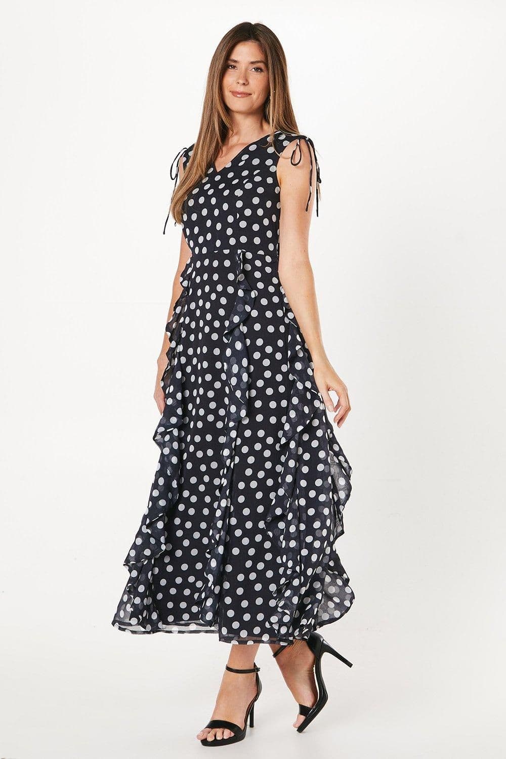 Spot Frill Skirt Sleeveless Maxi Dress