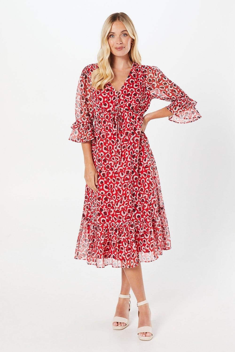 Petite Leopard Midi Tea Dress