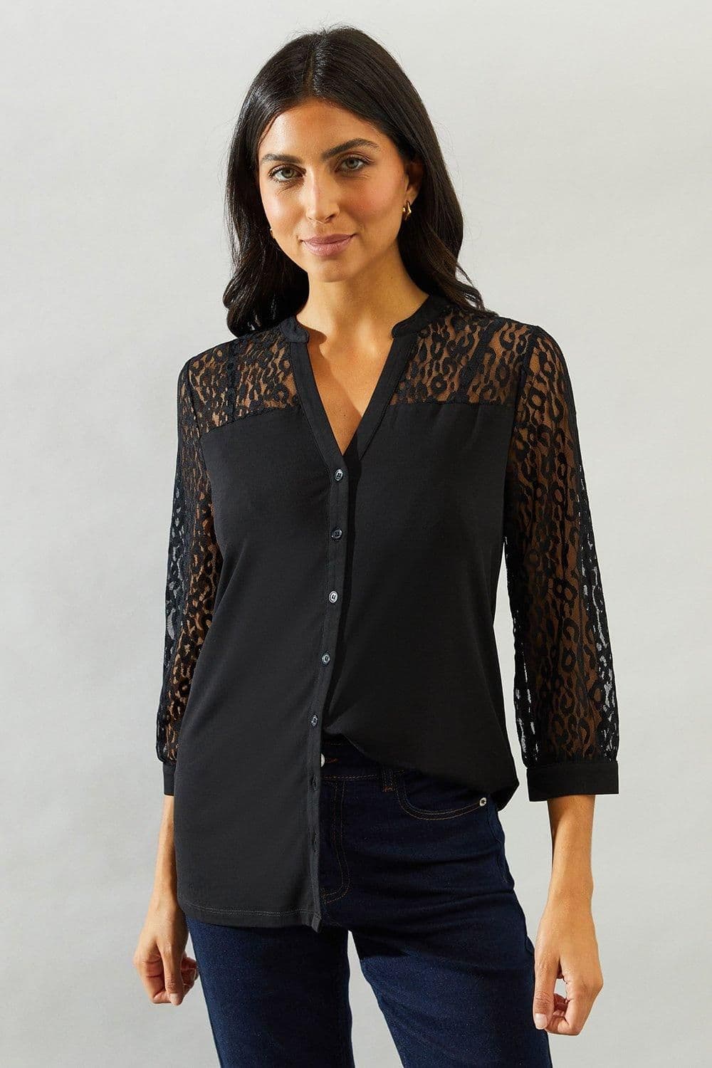 Jersey Collarless Jacquard Shirt