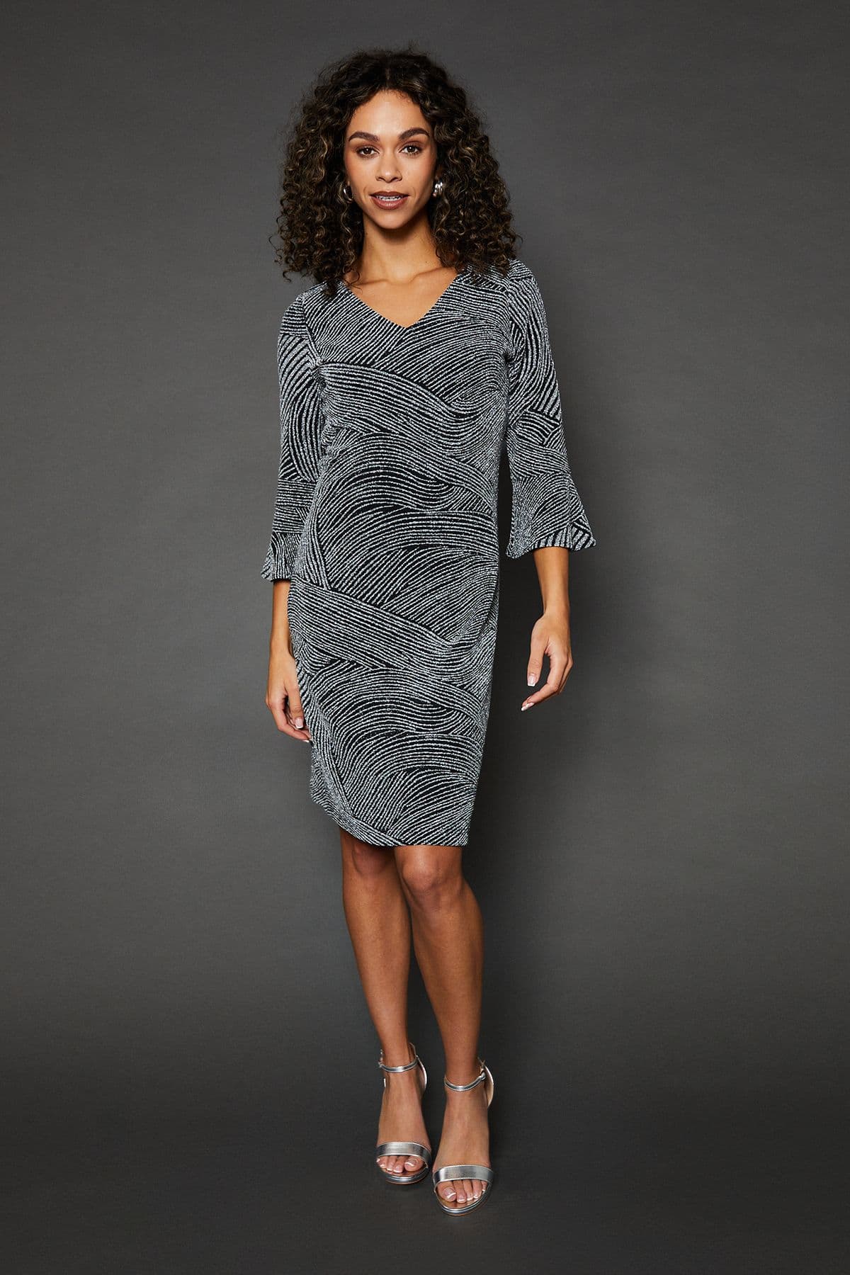 Occasion Glitter Jersey Ruffle Shift Dress