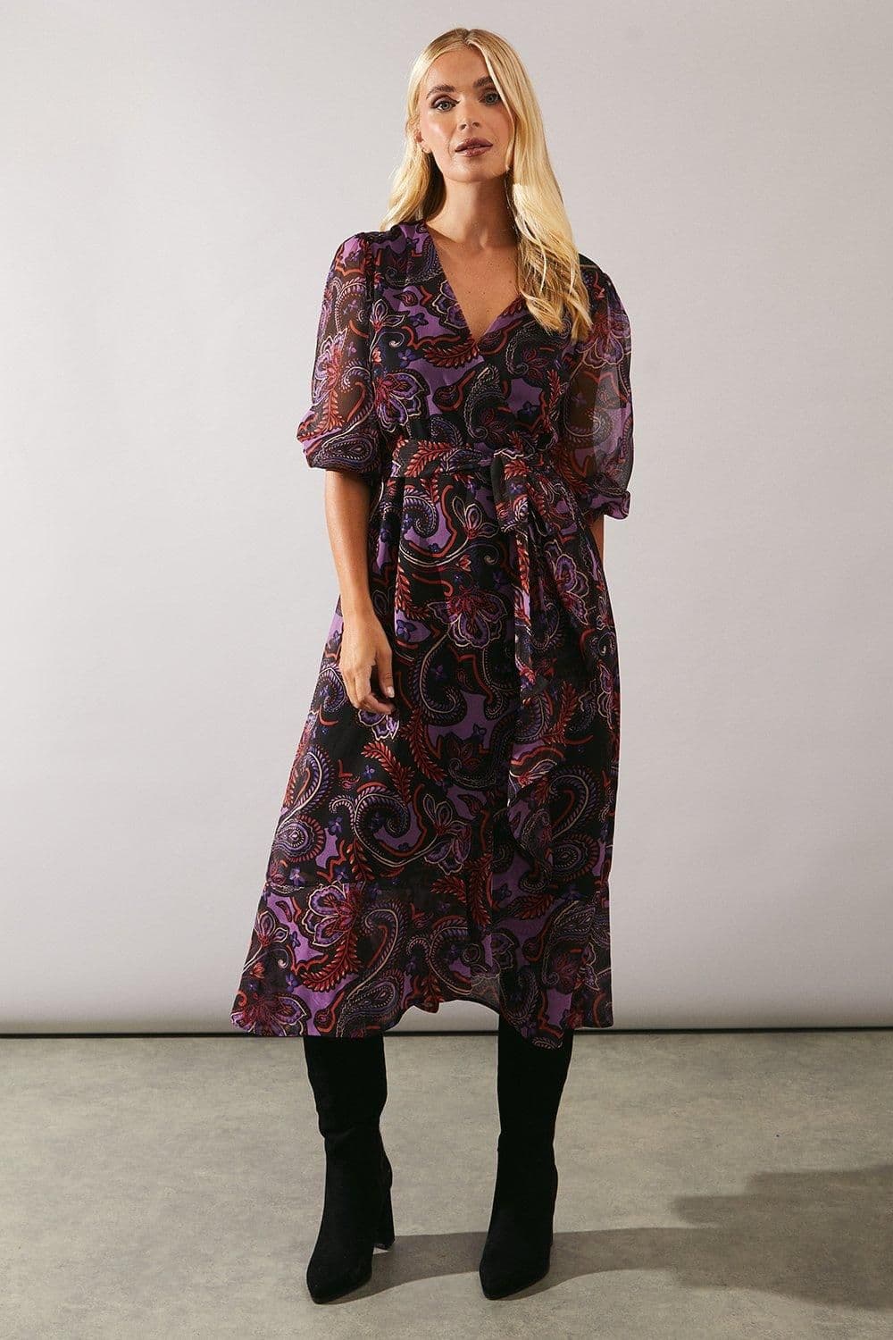 Petite Paisley Wrap Dress