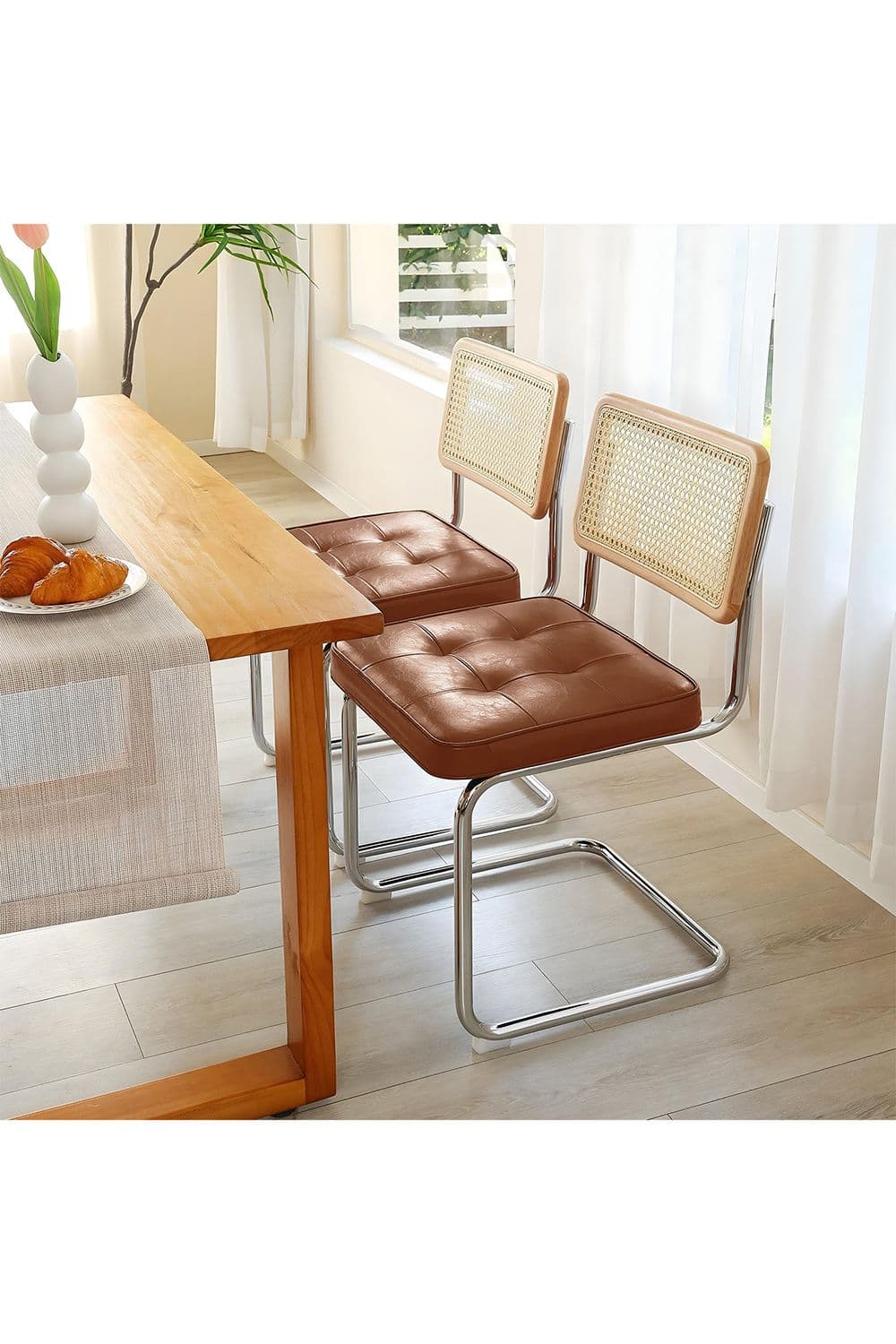 Living and Home 2Pcs Vintage Dining Chairs in Brown