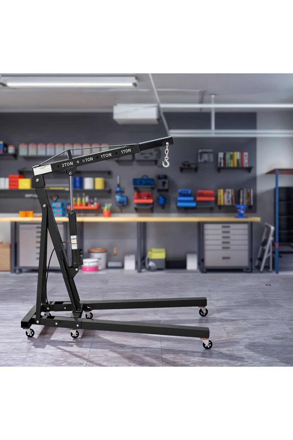 Living and Home Heavy-duty Hydraulic Engine Crane in Black