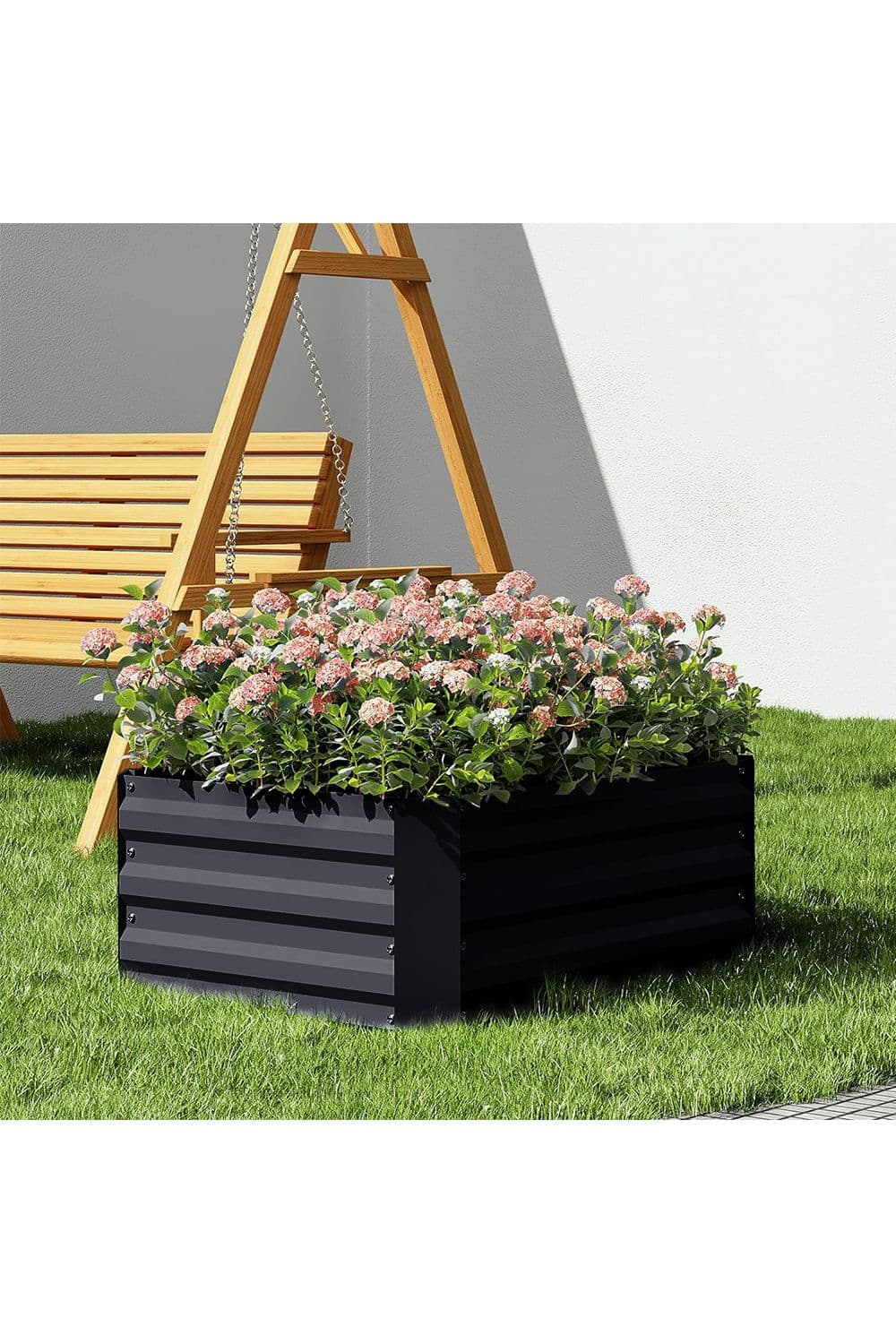 Living and Home Galvanized Steel Rectangular Elevated Garden Bed Planter Box - 2x3.3 FT/3.3x3.3 FT/3.3x4 FT Outdoor Easy Setup Raised Bed