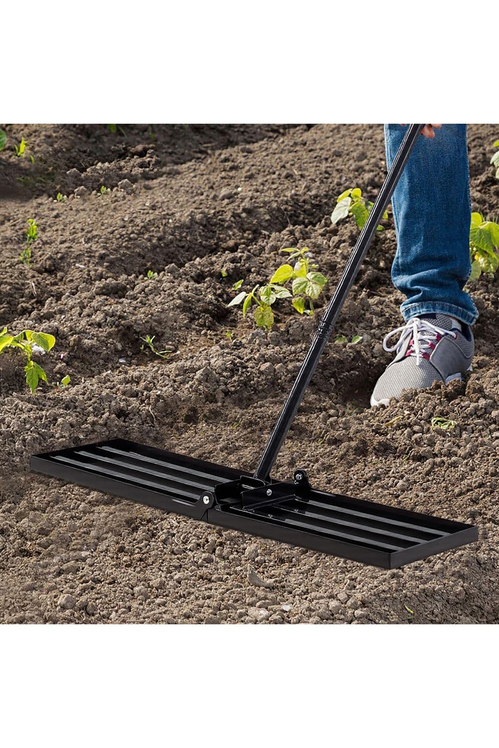 Living and Home Garden Lawn Levelling Rake, Garden Lawn Lute with Foldable Head & Detachable Handle for Levelling Soil, Grass, Golf Field