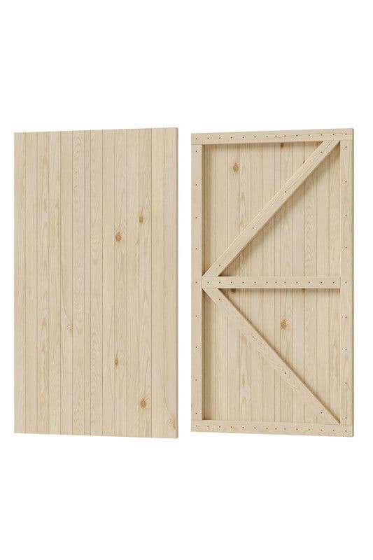 Living and Home 99x180cm Flat Top Wooden Garden Gate with 1 Latch & 3 Hinges for Farm House in Natural | Size: 99x180 cm