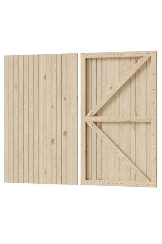 Living and Home 105x180cm Flat Top Wooden Garden Gate with 1 Latch & 3 Hinges for Farm House in Natural | Size: 105x180 cm