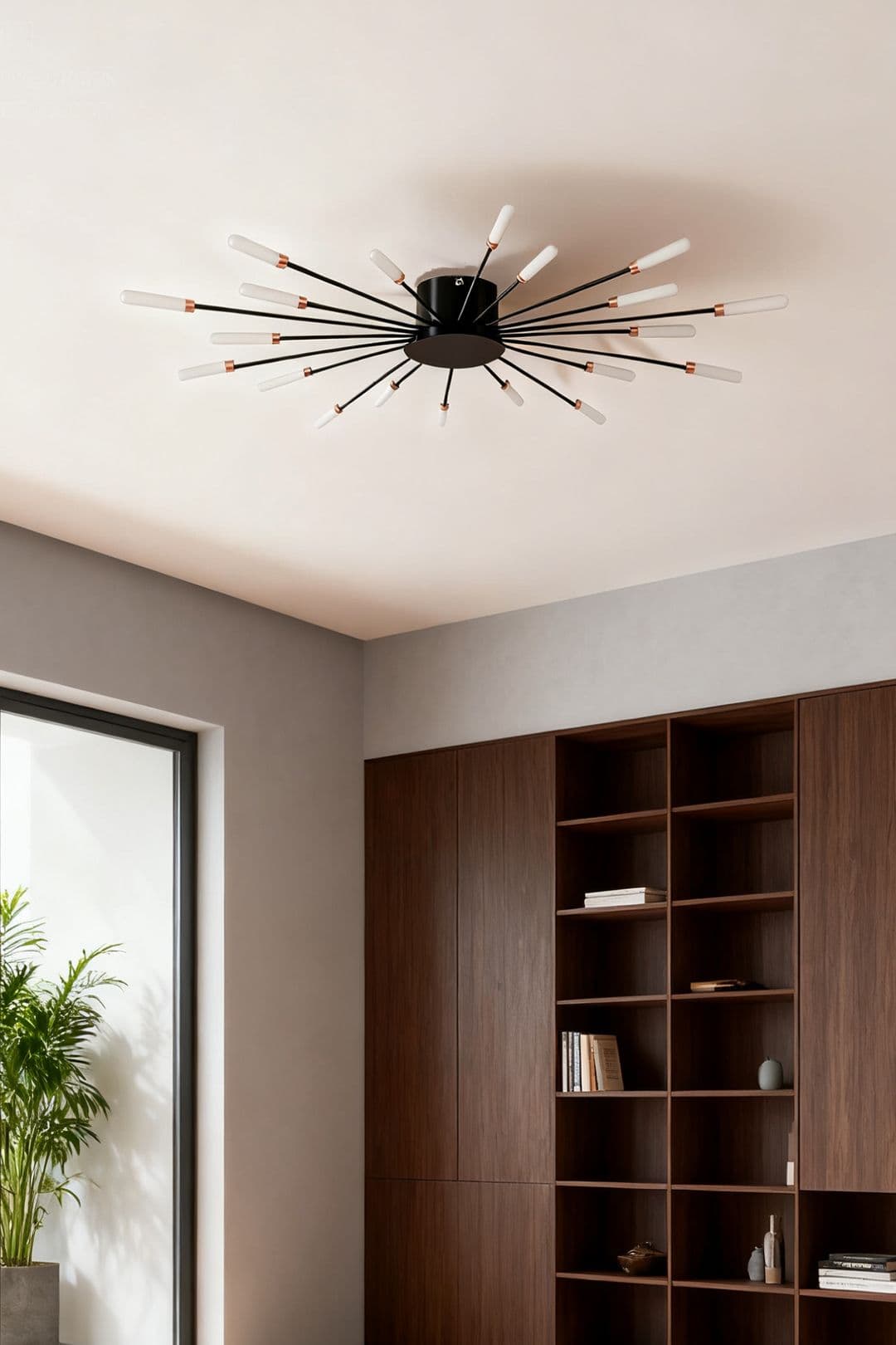 Living and Home Dimmable LED Ceiling Light Fixture with Remote Control in Black