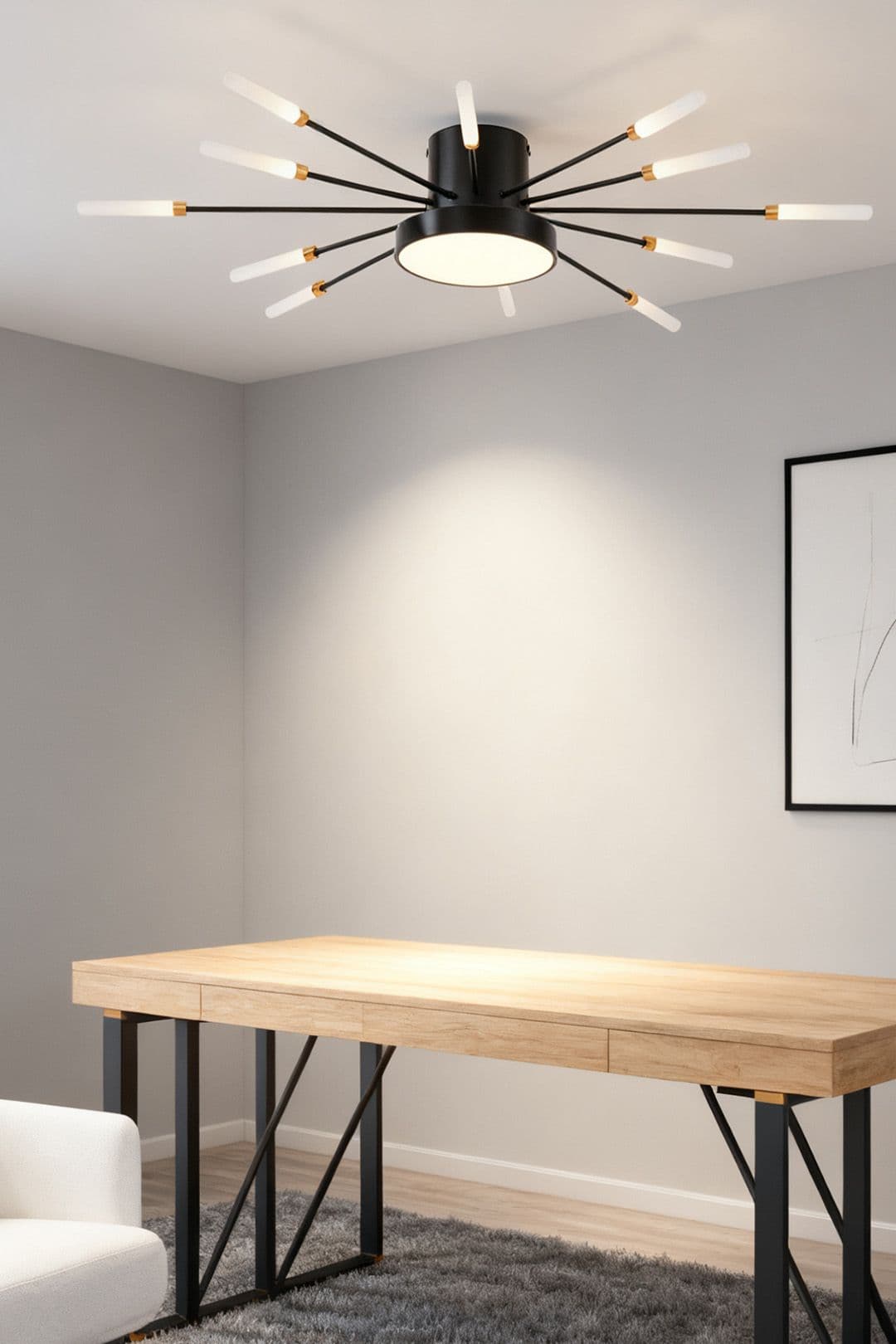 Living and Home Fireworklike LED Ceiling Light Fixture Decor in Black