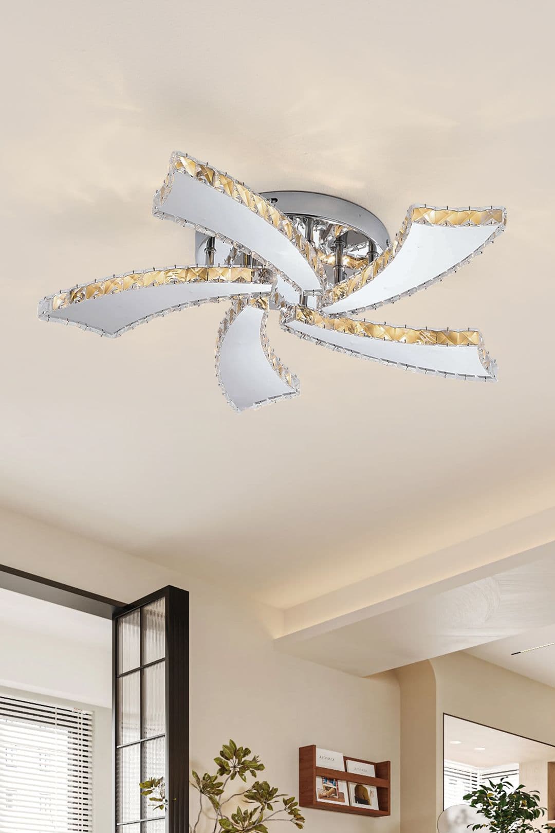 Adjustable LED Crystal Ceiling Light Remote Control