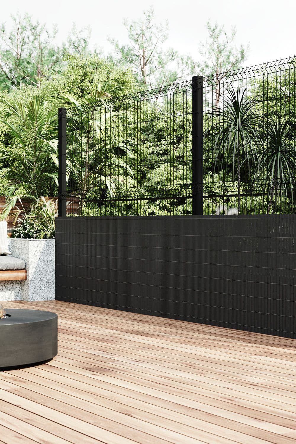 Living and Home 500cm W x 100cm D Windproof & Waterproof PVC Privacy Screen in Grey | Size: 500 cm W x 100 cm D