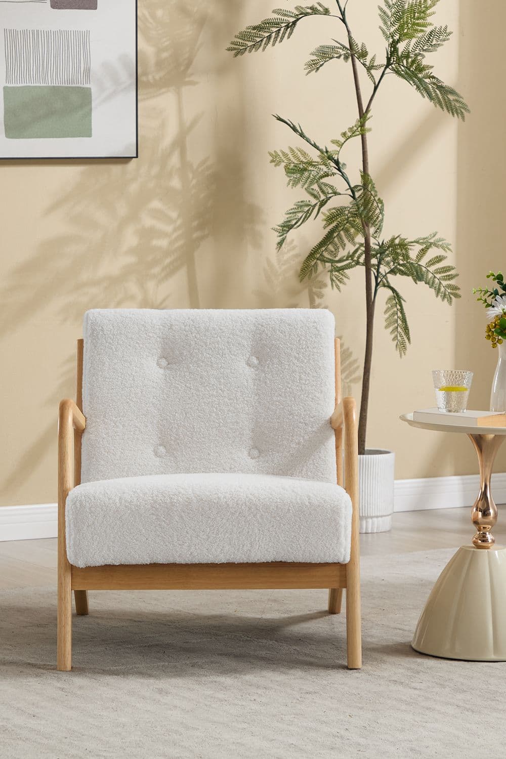 Living and Home Mid-century Modern Armchair in White