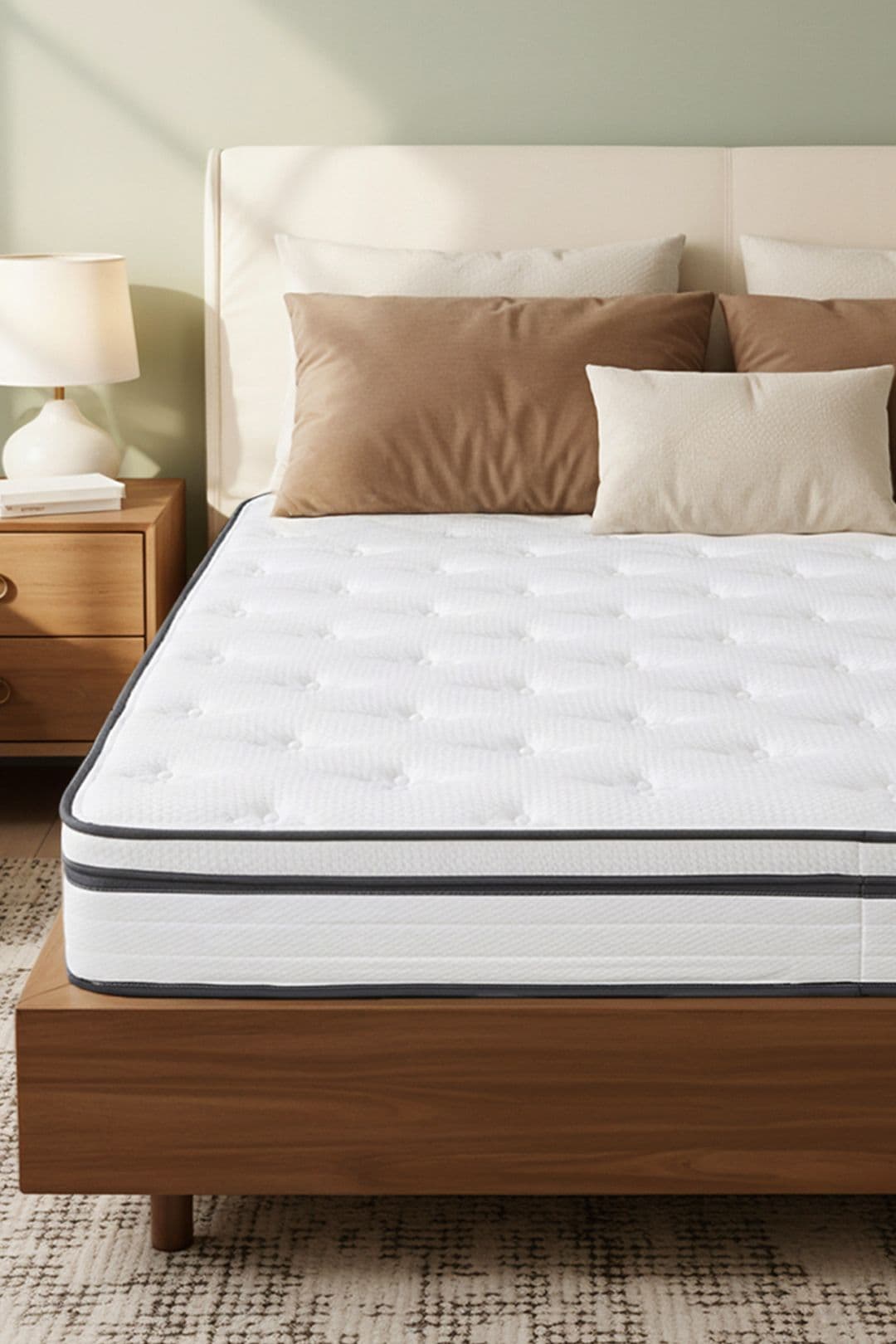 Living and Home Quilted Hybrid Mattress for Long-Lasting Comfort & Support in White | Size: King