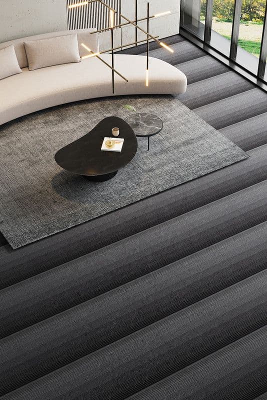 Living and Home 20Pcs 50x50cm Gradient Stripe Carpet Tiles with Asphalt Backing in Dark Grey | Size: 50x50 cm