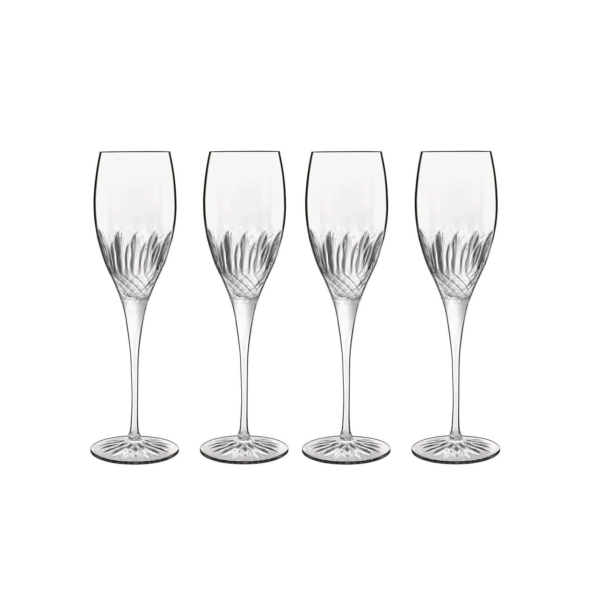 Diamante Champagne Glasses - 220ml Prosecco Drinkware - Pack of 4